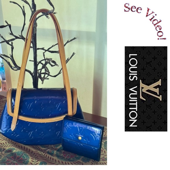 🦋Louis Vuitton LV Monogram Grand Bleu Vernis Leather Biscayne Bay Bag & Wallet🦋 - Picture 1 of 11
